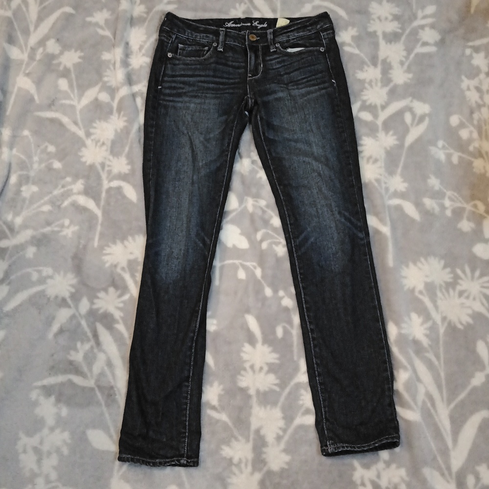 EUC #2 American Eagle Stretch Skinny Distressed Blue Jeans. Sz 2